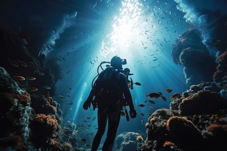 Diving on a Maldivian house reef