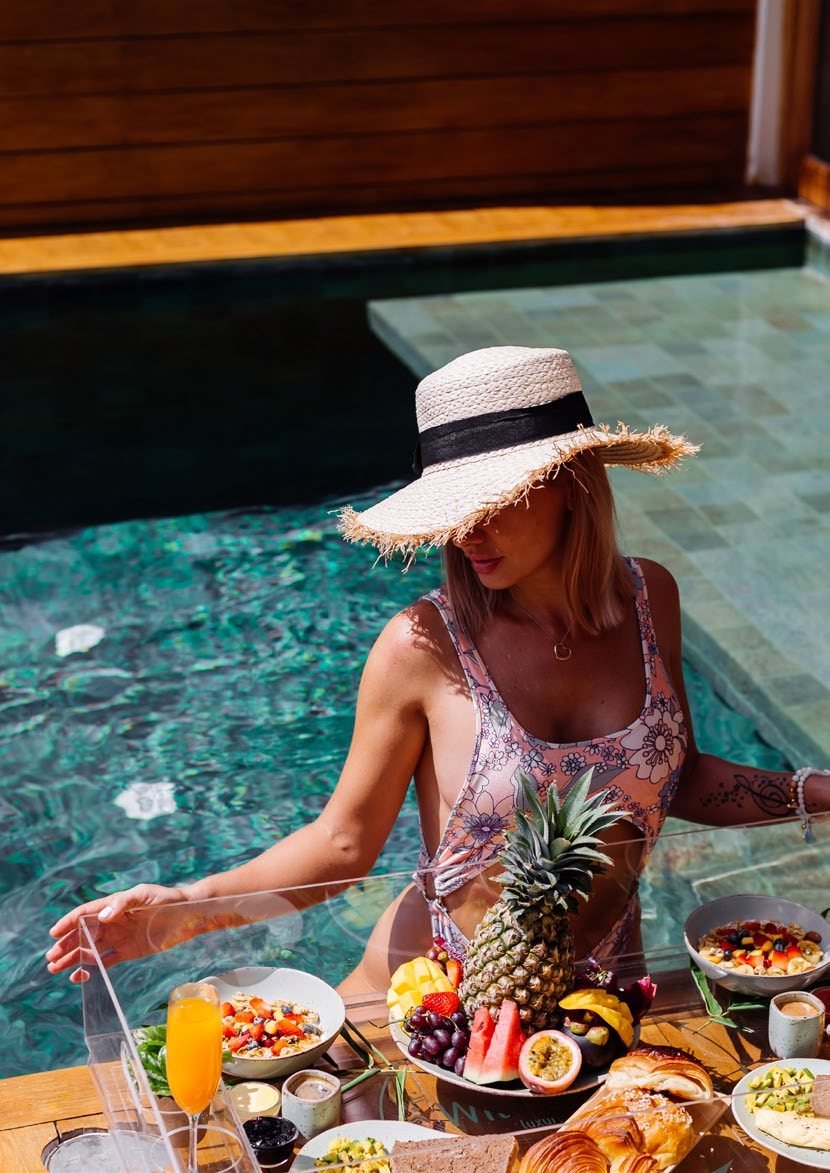 Floating breakfast in a private pool